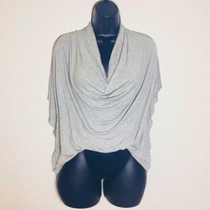 Beautiful Grey Language Slouch Neck Blouse Size: M